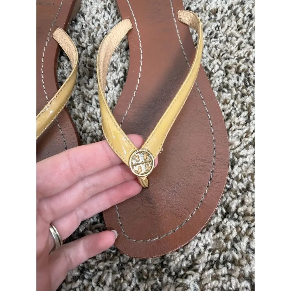 Tory Burch Womens Terra Thong Flip-Flop Sandals Sz 8M Neutral Summer Beachy